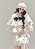 french cape coat women, winter plush cape, white christmas coat, soft warm cape jacket, daughter style winter outfit, fluffy winter top women, fw25 plush outerwear, korean winter cape, snow white cape coat, christmas winter fashion
