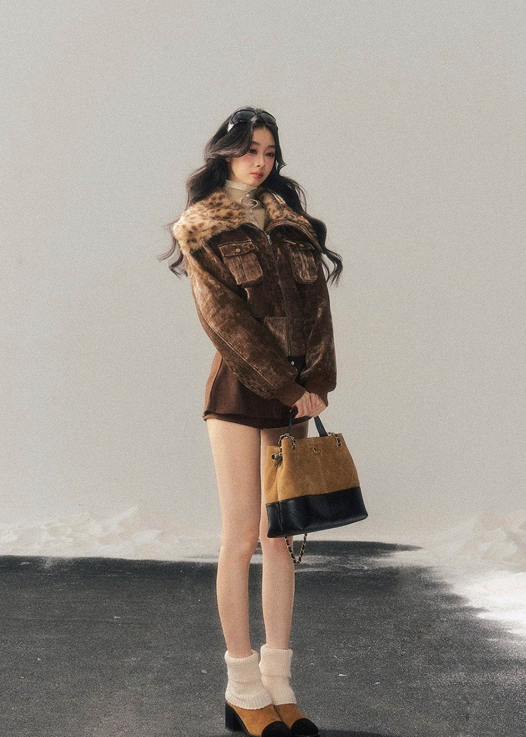 AOMALM jacket, leopard cropped jacket, Maillard jacket women, faux fur winter jacket, Korean style jacket, cropped winter jacket women, plush fur jacket, leopard print jacket women, winter streetwear jacket, feminine cropped jacket, warm winter top women, Korean fashion winter, trendy cropped jacket, soft girl winter jacket, autumn winter outerwear women, stylish winter jacket, Korean aesthetic coat