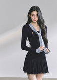 korean mini dress long sleeve, korean hot girl dress, striped collar mini dress, pleated hem bodycon dress, autumn slim fit dress women, seoul fashion dress outfit, kfashion chic black dress, korean preppy style dress, elegant korean party dress, long sleeve korean streetwear, sexy korean mini dress, korean office casual outfit, french style fitted dress, hot girl bodycon fall outfit, korean modern chic dress