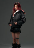 punk hooded jacket women, street punk coat, fur collar jacket women, edgy winter outerwear, dark street fashion jacket, oversized punk jacket, cotton winter coat women, alternative fashion outerwear, gothic street jacket, heavy winter streetwear, frustration garden jacket, edgy women coat, punk style winter jacket, statement black jacket women, industrial fashion outerwear