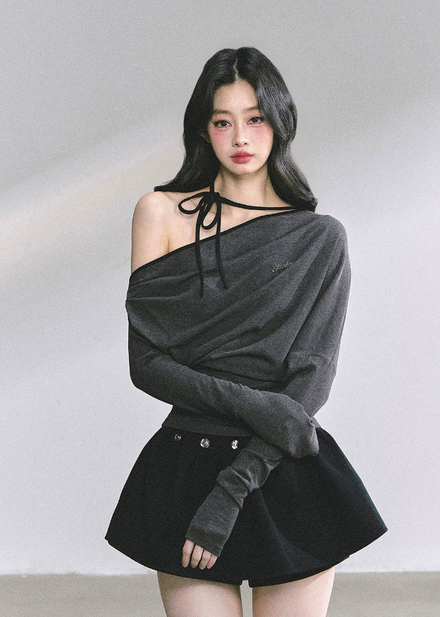 korean halterneck top, korean off shoulder top, hot girl pink top, korean streetwear women, autumn long sleeve halter shirt, korean slim fit t shirt, seoul fashion top, kfashion off shoulder shirt, pink halter knit top, korean style cute top, off shoulder long sleeve korean, hot girl fall outfit, ribbon neck korean top, slim waist korean tee, soft pink korean fashion