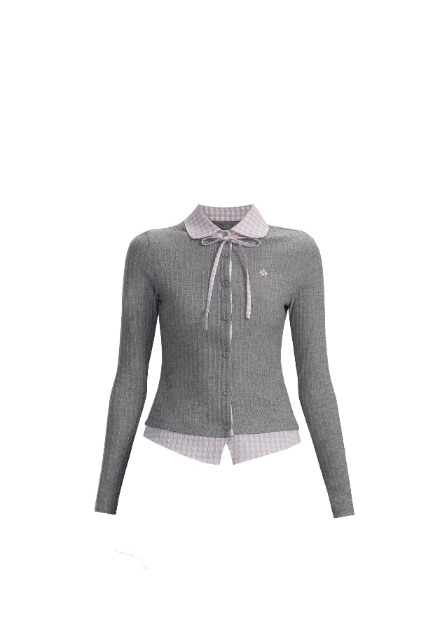 The Moon Academy Knit Set reimagines classic school-girl charm through Fragileheart’s lens of quiet luxury. Featuring a fitted knit blouse with a gingham collar and bow detail, paired with a matching pleated skirt, this ensemble balances intellectual poise and youthful softness. Perfect for autumn transitions and city walks that whisper elegance, not effort.