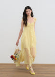 Romantic Fly-Sleeve Ruffle Long Dress