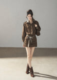 Soft academic plaid mini dress with long sleeves