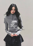 soft fall knit top, layered knit shirt, Korean style two-piece top, AOMALM knitwear, fall winter slim top, ribbed knit T-shirt, long sleeve layered tee, Korean fashion top women, street style knit shirt, casual chic knitwear, semi-turtleneck top women, autumn slim fit shirt, trendy Korean outfits, stretch knit top women, ribbed two-piece illusion top, winter layering tops, stylish knit T-shirt women, neutral gray knit outfit, daily Korean look, feminine knit top