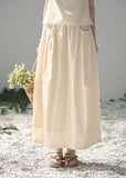 aomalm set, ivory two piece set, cotton linen skirt set, korean fashion set, sleeveless top and skirt set, feminine summer outfit, minimalist summer set, long skirt co ord, elegant summer set women, korean style two piece, vacation outfit women, soft ivory skirt set