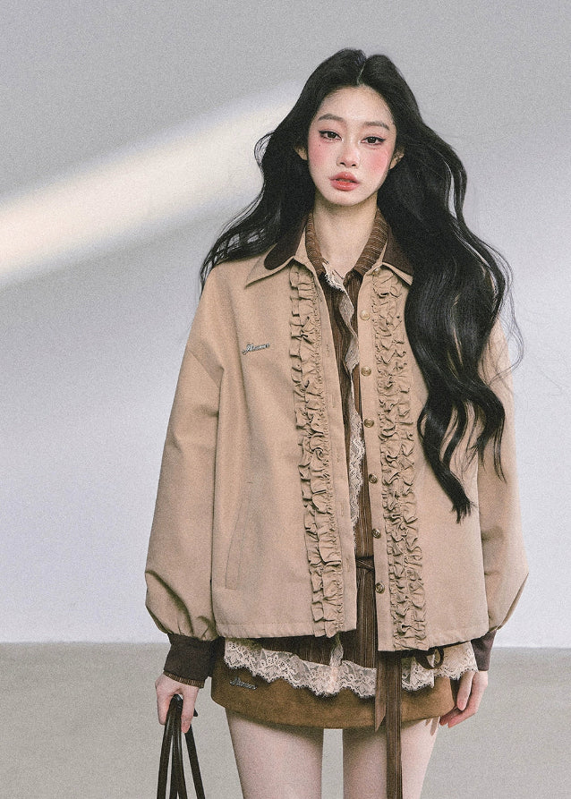 lace striped shirt women
french lace blouse
korean style striped top
ruffle lace trim shirt
long sleeve lace shirt women
autumn commuter blouse
elegant lace shirt outfit
korean american fashion top
slimming lace striped blouse
vintage lace ruffle top
romantic french style shirt
casual chic lace shirt women
