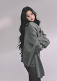 AOMALM knit set, Korean sweater set women, winter knit shorts set, college style knitwear, cable knit sweater women, feminine winter outfit, Korean cozy set, three piece knit set women, soft knit sweater winter, preppy Korean style outfit, winter lounge set women, scarf sweater set, cute winter knitwear, aesthetic Korean fashion, casual winter knit set