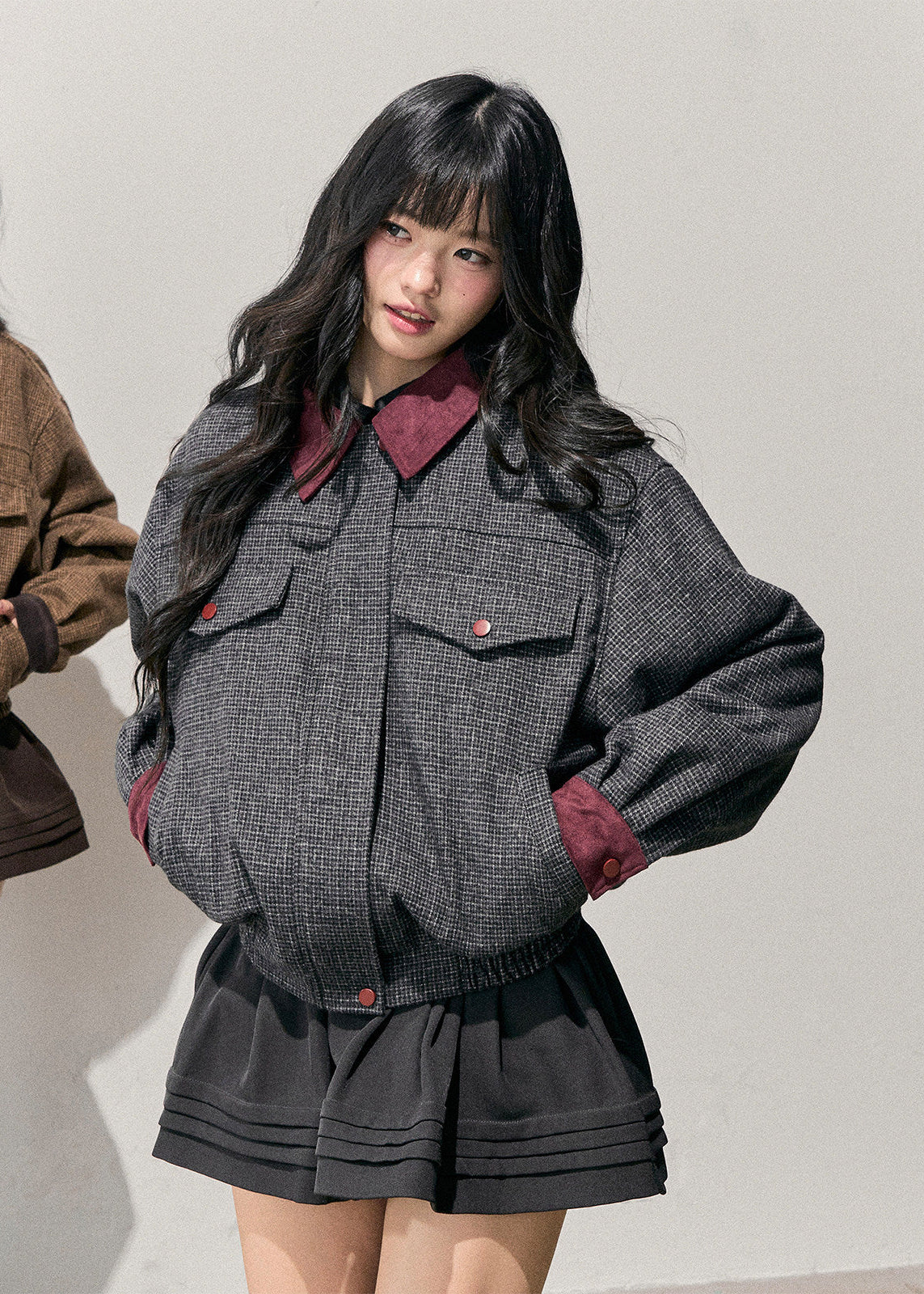 AOMALM wool set, Korean feminine two piece set, Hepburn style wool jacket, wool skirt suit women, Korean winter outfit women, pleated mini skirt set, wool co ord set women, autumn winter wool suit, feminine Korean fashion, soft girl winter outfit, tailored wool jacket women, elegant winter two piece set, Korean aesthetic clothing, women’s wool skirt set, classic feminine winter look, chic Korean outfit