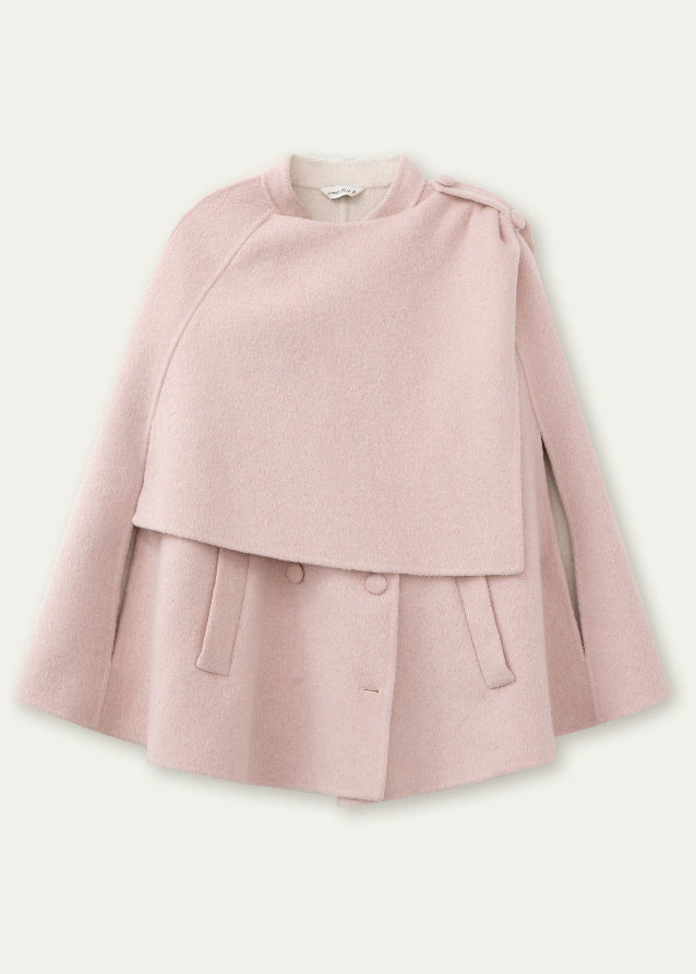 pink wool cape coat, reversible cloak jacket, fairy tale wool coat, Korean style cape coat, 70% wool pink jacket, soft girl winter coat, pastel cloak coat women, feminine wool outerwear, Korean reversible coat, winter cape jacket women
