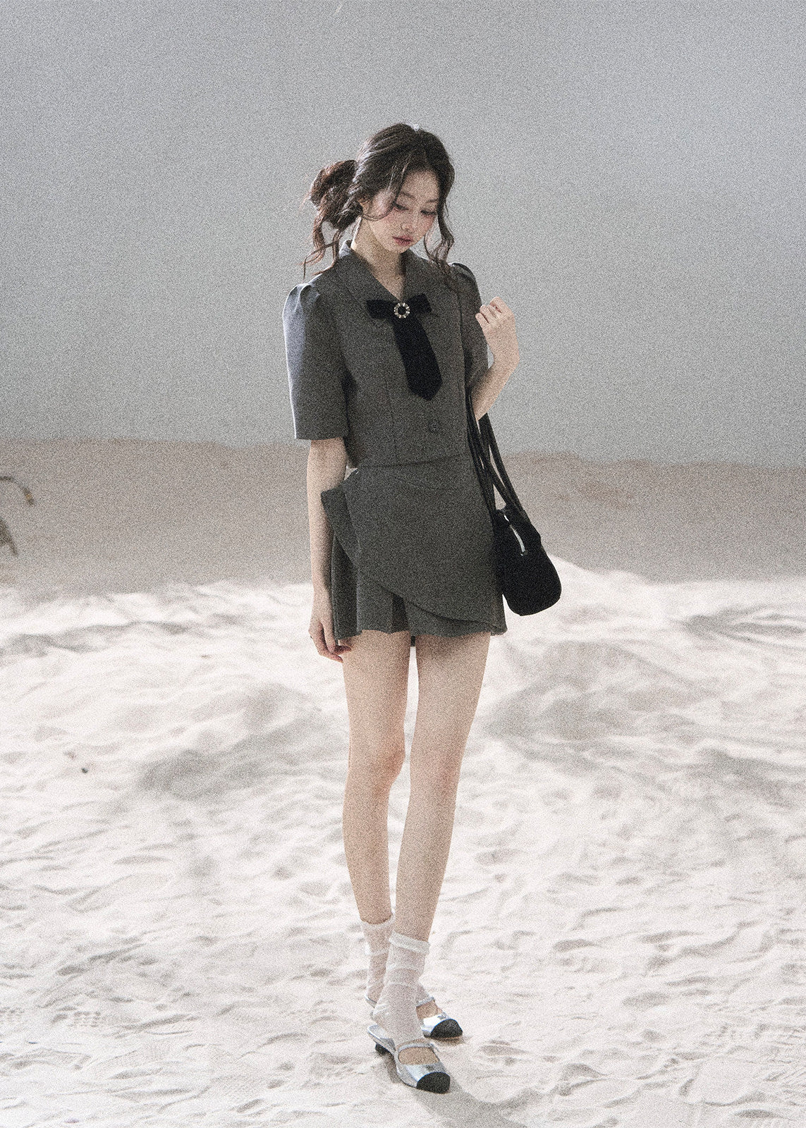 Women’s Parisian-inspired two-piece suit with a flared mini skirt