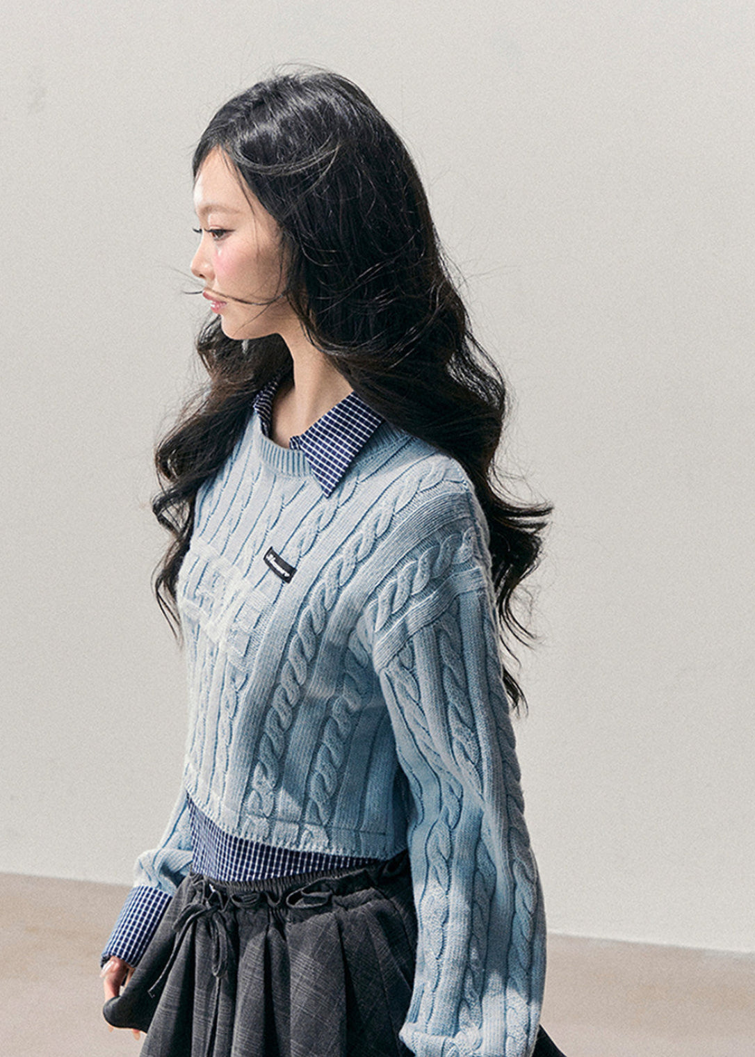 AOMALM knit top, Korean style sweater, faux layered knit, polo collar sweater, plaid collar top, women winter knitwear, soft feminine sweater, preppy Korean top, fall winter sweater women, slim knit top, casual Korean fashion, layered look sweater, aesthetic knit top, women long sleeve knit, Korean preppy style, everyday knitwear, soft wool touch sweater