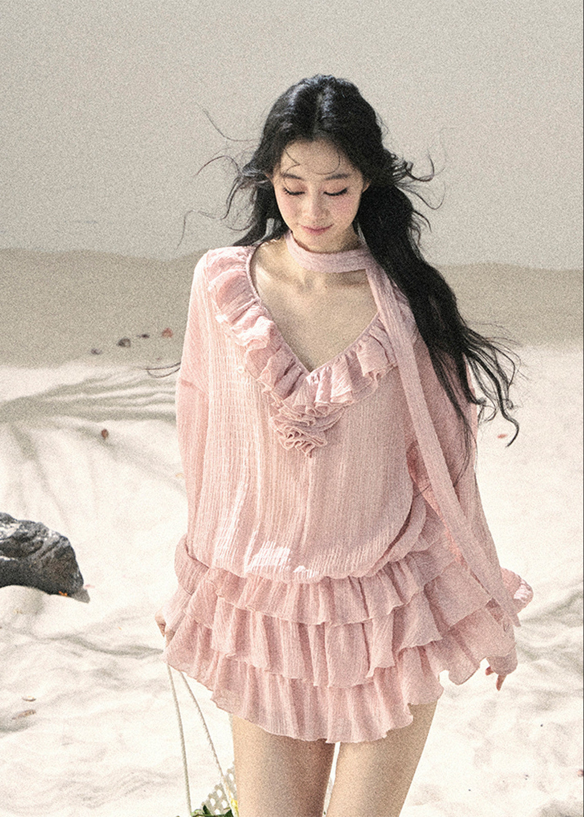 aomalm dress, ruffle mini dress, pink chiffon dress, feminine korean dress, romantic summer dress, layered mini dress, korean fashion dress, soft girl dress, vacation dress women, summer date outfit, blush ruffle dress, french romantic dress
