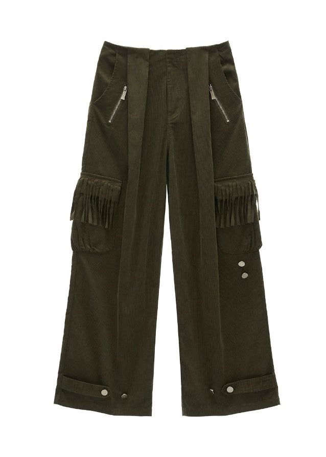fringe pocket corduroy pants, retro corduroy trousers women, loose straight fall pants, american vintage slacks women, fw2025 streetwear pants, wide leg retro cord pants, korean retro fashion women, casual fringe pocket trousers, nowa tokyo vintage street style
