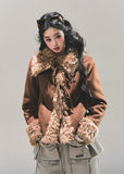 french fur jacket women, ivory plush winter coat, integrated fur cotton coat, warm winter padding jacket, soft girl winter outerwear, shearling style coat women, fw25 warm plush jacket, korean winter coat, cold protection jacket women
