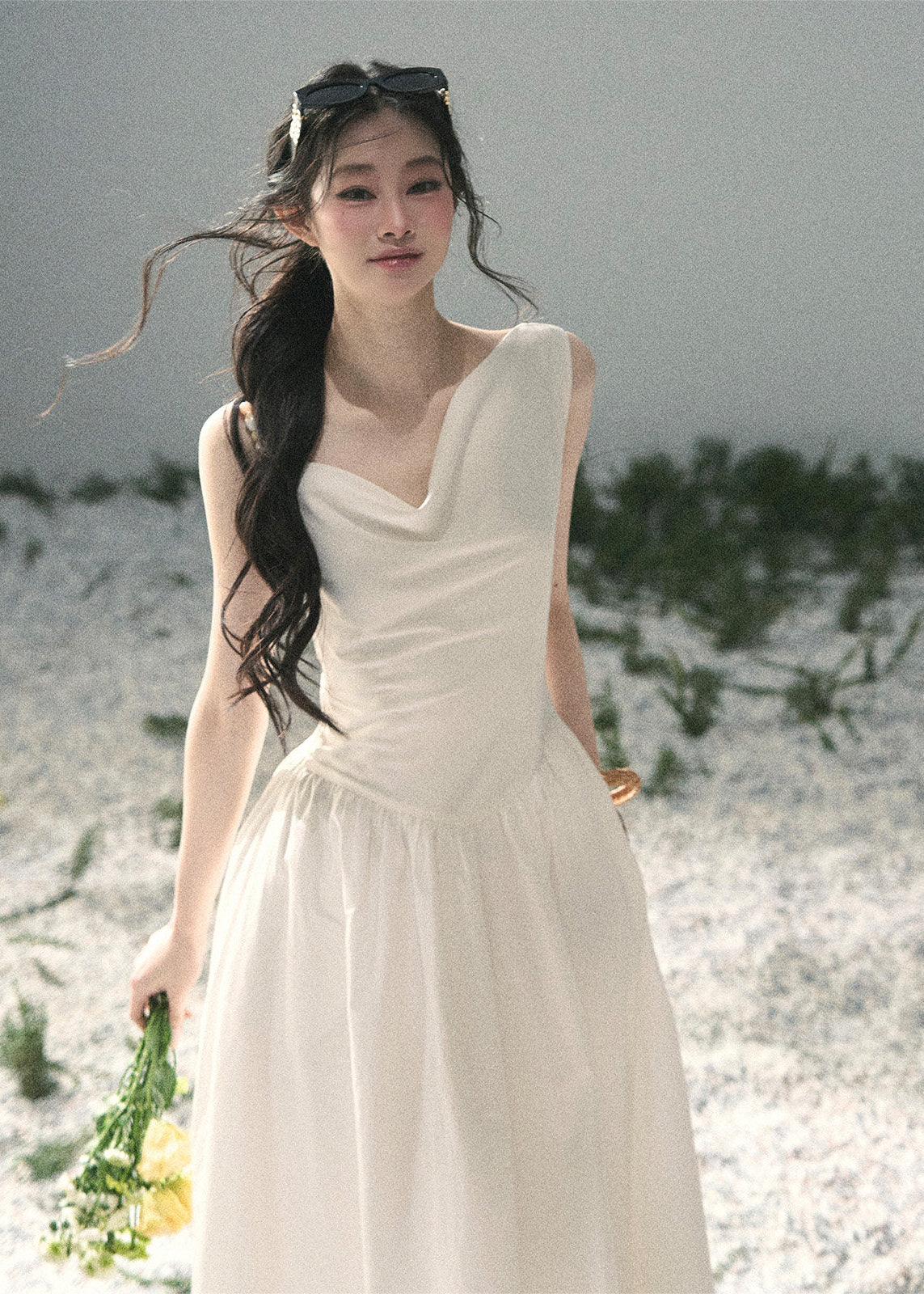 aomalm dress, white maxi dress, summer sundress, korean feminine dress, french style maxi dress, cotton skirt dress, sleeveless long dress, romantic summer dress, resort maxi dress, elegant white dress, moonlight sonata dress, feminine korean fashion