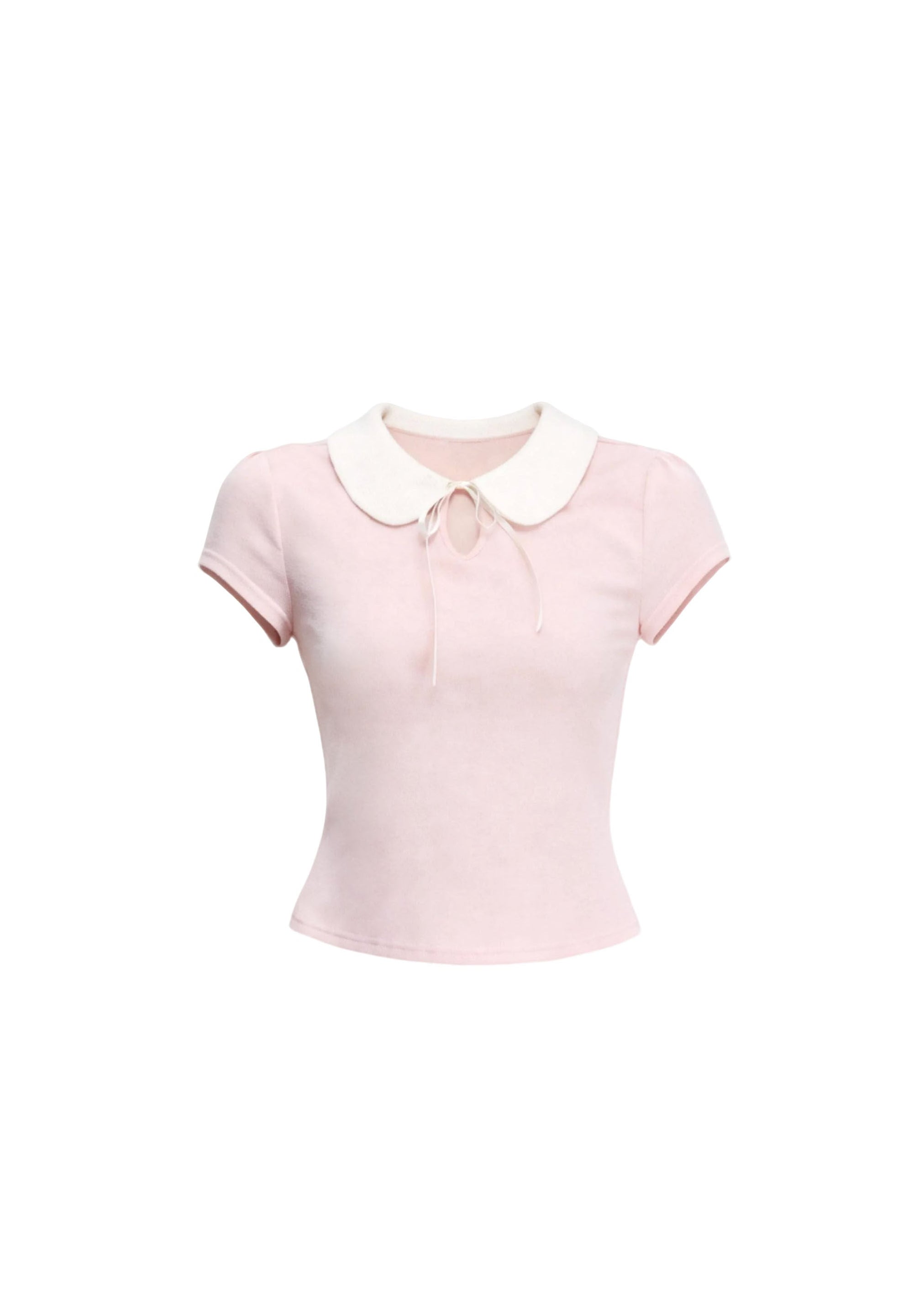 fragileheart top, doll collar t-shirt, peter pan collar top, korean feminine top, slim short sleeve top, preppy summer top, campus style top, cute korean fashion, pink collar top, gray collar top, soft girl top, feminine fitted tee