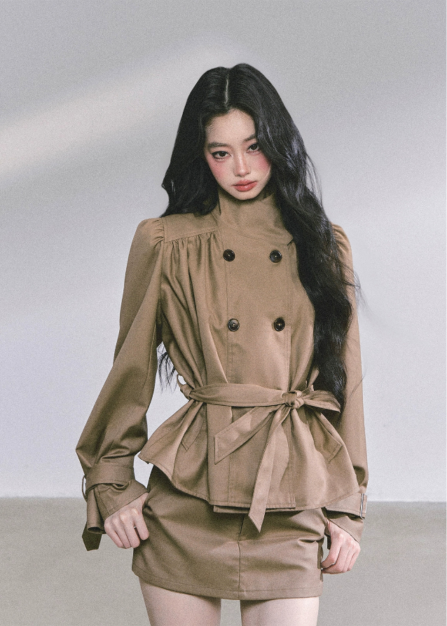 french hepburn suit set, korean two piece skirt suit, autumn peplum blazer set, belted blazer mini skirt, elegant korean outfit women, seoul chic fashion set, french inspired skirt suit, korean business chic outfit, hepburn korean office set, korean high end autumn fashion, korean modern lady outfit, classy two piece set for women, parisian blazer skirt set, kfashion blazer outfit, korean elegant matching set