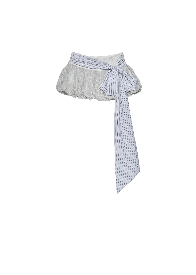 JNYLON ballet style mini skirt, Korean stylish puffy skirt, embroidered bow lace-up skirt women, playful age-reducing skirt Korean fashion, chic Korean street mini skirt, modern Korean fashion puffy skirt, trendy ribbon detail skirt women, lightweight layered mini skirt, urban ballet inspired skirt, fashionable Korean aesthetic skirt women