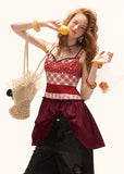 red mini dress women, camisole dress women, plaid mini dress, summer 2026 outfits, korean fashion dress, casual summer dress, vintage style dress, aesthetic summer outfit, flared mini dress, cute summer dress, lightweight summer dress, feminine casual outfit, trendy mini dress, everyday summer outfit, retro style dress, statement summer dress, chic casual dress, playful summer outfit, patchwork dress women, stylish mini dress