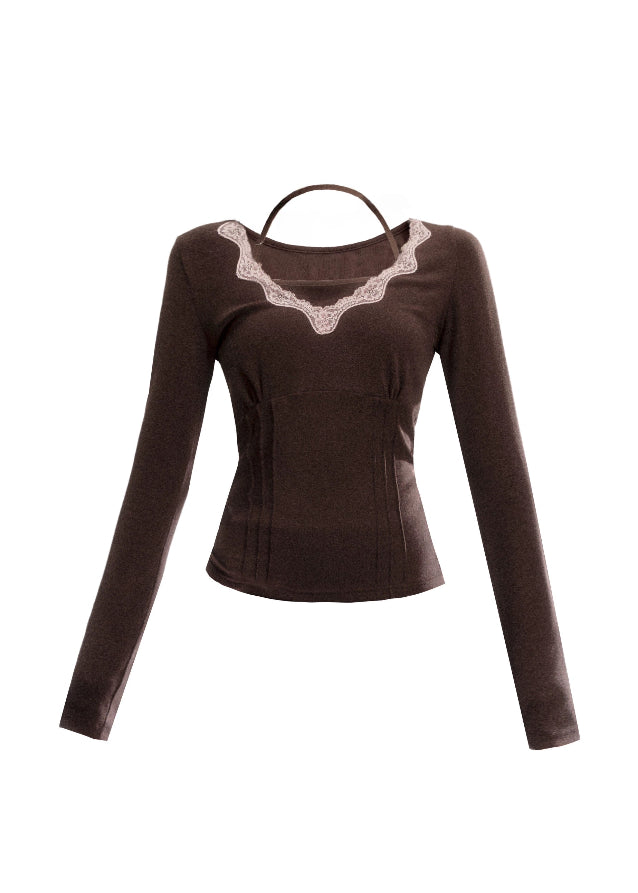 Fragileheart skirt suit set, brown pleated two-piece, luxury Korean fashion, doll collar jacket, vintage feminine outfit, quiet luxury womenswear, pastel noir aesthetic, elegant autumn ensemble, K-fashion 2025, romantic preppy look, mocha brown outfit, chic bow jacket set, soft classic fashion, refined Korean style
