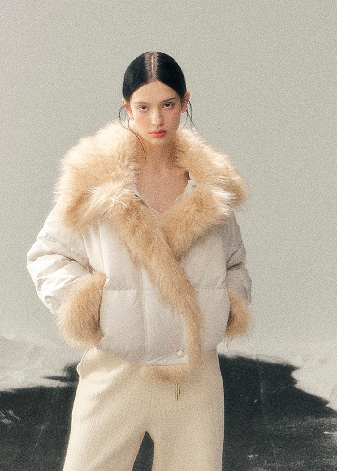 white duck down jacket, fur collar down jacket, women winter down coat, korean style down jacket, feminine winter jacket, short down jacket women, warm winter coat women, plush fur collar jacket, luxury winter outerwear women, soft aesthetic winter coat, padded winter jacket women, aomalm winter jacket, cozy down jacket women, elegant winter coat, fashion down jacket