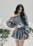 AOMALM slanted shoulder dress women, French romantic sweatshirt mini dress, feminine lace trim knit dress, Korean elegant casual spring dress, quiet luxury romantic outfit, Parisian inspired asymmetric knit dress, delicate lace hem mini dress, romantic Korean French aesthetic clothing, lightweight spring sweatshirt dress women, refined feminine casual dress, soft luxury womenswear knit dress, elegant sporty romantic outfit, luxury Korean designer inspired dress