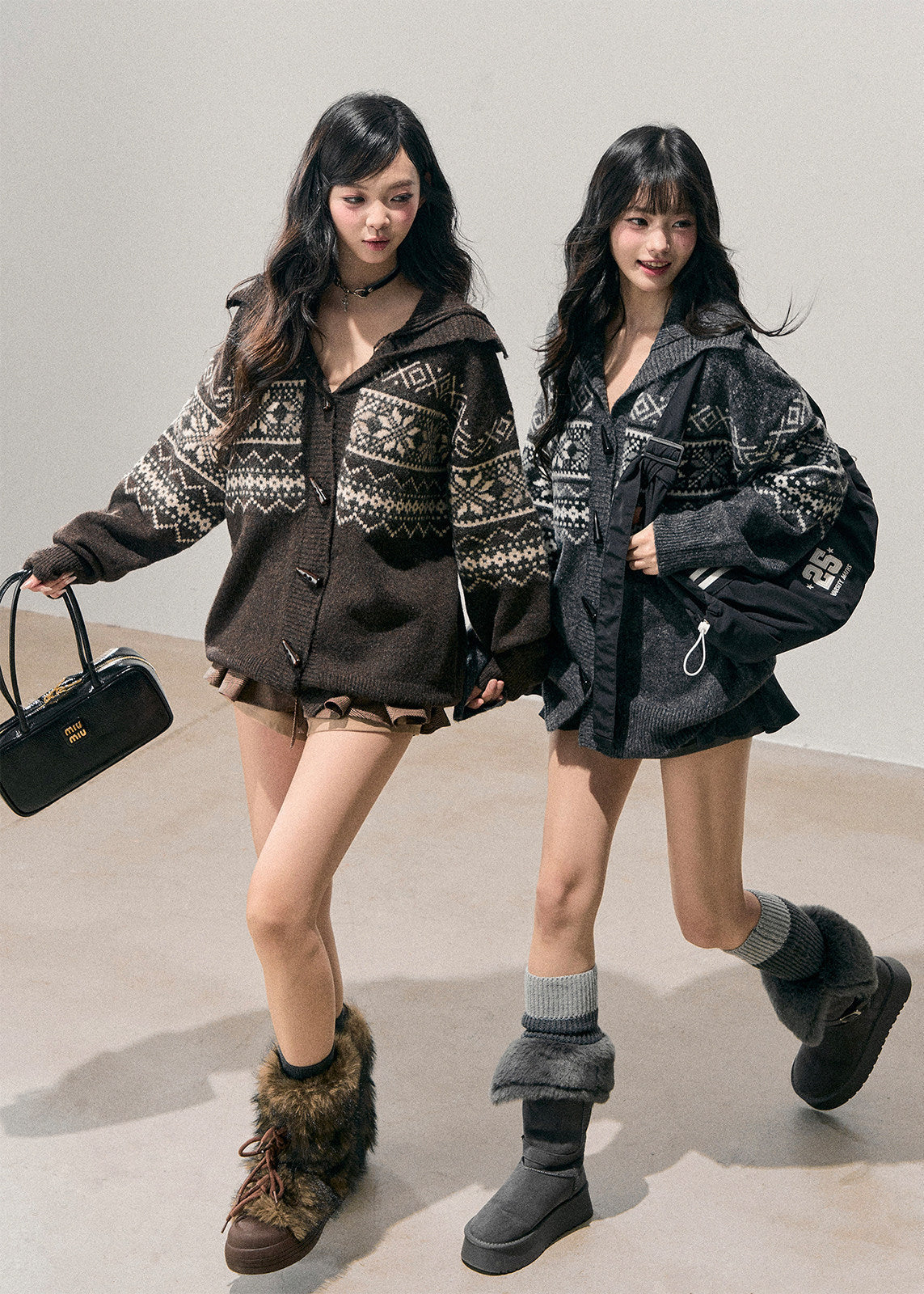 AOMALM cardigan, Fair Isle knit sweater, Korean winter cardigan, horn button sweater, Nordic knit jacket, women wool cardigan, winter knitwear women, soft feminine cardigan, Korean aesthetic sweater, vintage knit cardigan, cozy winter top, Fair Isle pattern sweater, layered winter outfit, women knit jacket, autumn winter cardigan, feminine knit top, Korean style knitwear