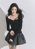 lace cutout top, asymmetric lace top, sexy lace longsleeve, Korean fashion top, Korean hot girl style, Korean streetwear top, lace detail knit shirt, cutout knit top, trendy black lace shirt, fall winter Korean tops, boutique lace top, French chic lace shirt, elegant cutout tee, women’s lace fashion top, Korean-American style top, off shoulder lace top, stylish long sleeve top, slim fit lace tee, aesthetic lace outfit
