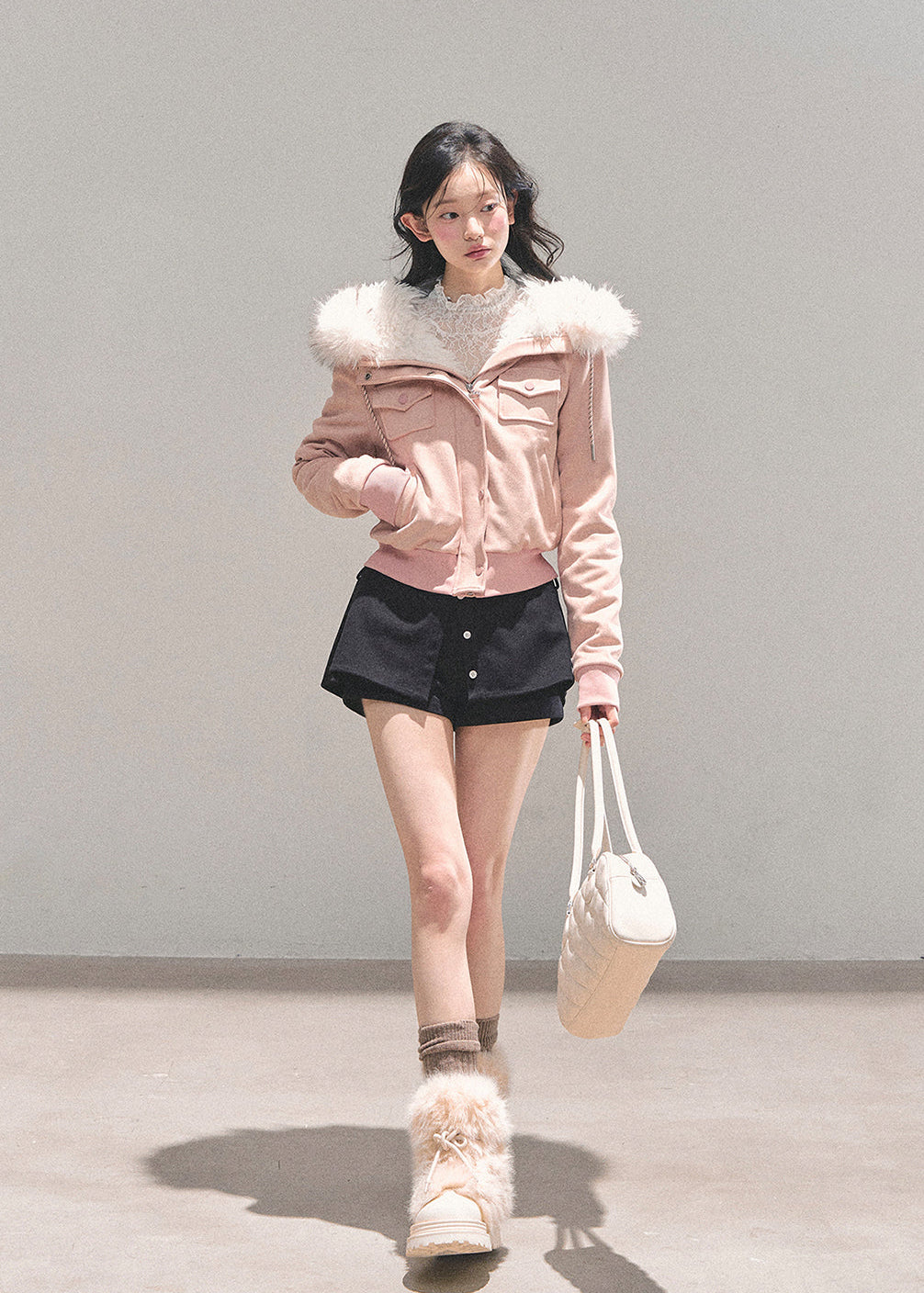 winter faux fur jacket, Korean winter coat, plush hooded jacket, AOMALM jacket, British style coat women, cute winter jacket, feminine winter outerwear, faux fur hood coat, soft plush winter coat, Korean aesthetic fashion, warm stylish jacket women, winter street style Korea, girly winter jacket, fluffy hood coat, cozy winter outerwear, trendy winter fashion 2025, Maillard tones jacket, autumn winter korean tops