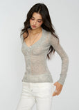 Shine Frame Deep-V Sparkle Sweater