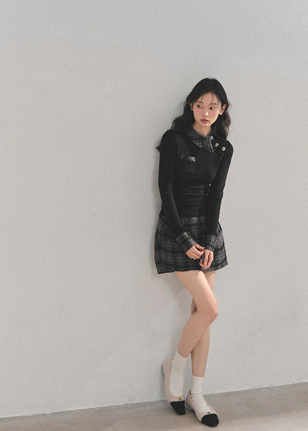 AOMALM knit set, Korean two piece outfit, women winter skirt set, knit top mini skirt set, feminine Korean style, plaid mini skirt women, winter knit outfit, slim fit knit top, Korean fashion women, soft feminine outfit, preppy knit set, winter mini skirt set, elegant Korean clothing, cute winter outfit women, aesthetic Korean set, fall winter knitwear