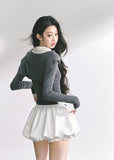korean fake two piece top, korean long sleeve polo shirt women, seoul fashion streetwear top, korean aesthetic preppy top, slim fit layered polo shirt, british inspired korean fashion, hot girl slim waist top, korean fall fashion long sleeve, polo collar slim top women, korean art student outfit, elegant french style layered top, korean modern street chic top, layered illusion knit top, korean preppy fashion blouse, kfashion trendy two piece top
