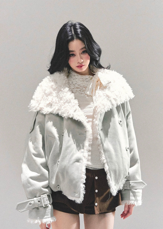 AOMALM, lamb fur coat women, Maillard winter coat, Korean feminine jacket, plush winter outerwear, padded cotton coat, cozy fur jacket, Korean winter fashion, warm short coat women, faux lamb fur jacket, soft winter coat, aesthetic Korean outfit, feminine winter jacket, casual warm coat, trendy winter outerwear, elegant padded jacket, winter layering coat