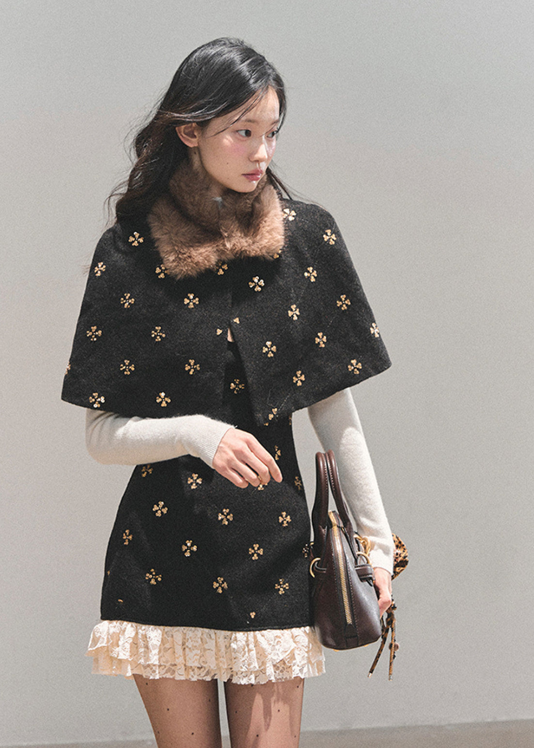 AOMALM dress, French wool dress, winter lace dress, feminine mini dress, Korean style dress, wool short dress women, winter mini skirt dress, elegant winter outfit, French romantic dress, lace hem dress, soft feminine fashion, Korean aesthetic clothing, winter date dress, slim fit wool dress, floral winter dress, cute winter mini dress, luxury feminine dress