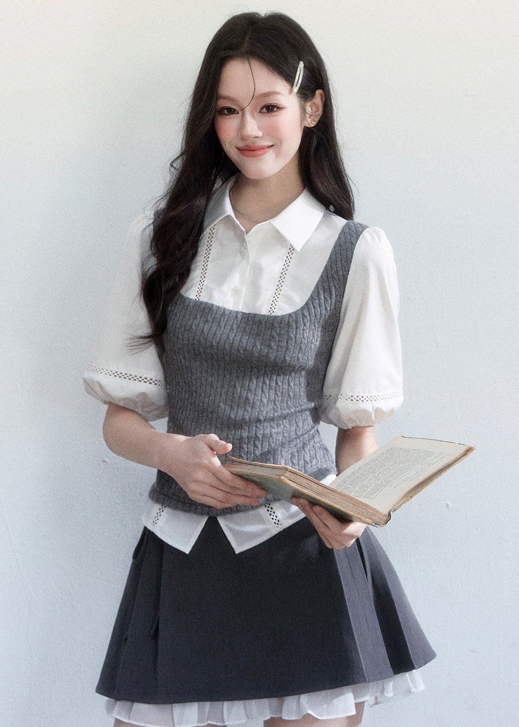 korean outfit aesthetic, layered blouse women, puff sleeve top women, coquette outfit, date outfit, soft girl outfit, feminine korean fashion, slim fit blouse women, aesthetic fashion top, romantic outfit ideas, college style outfit women, cute korean outfit, everyday feminine top, chic casual outfit, soft aesthetic clothing, korean style blouse, spring outfit ideas women, delicate style top, trendy korean fashion, gentle feminine outfit