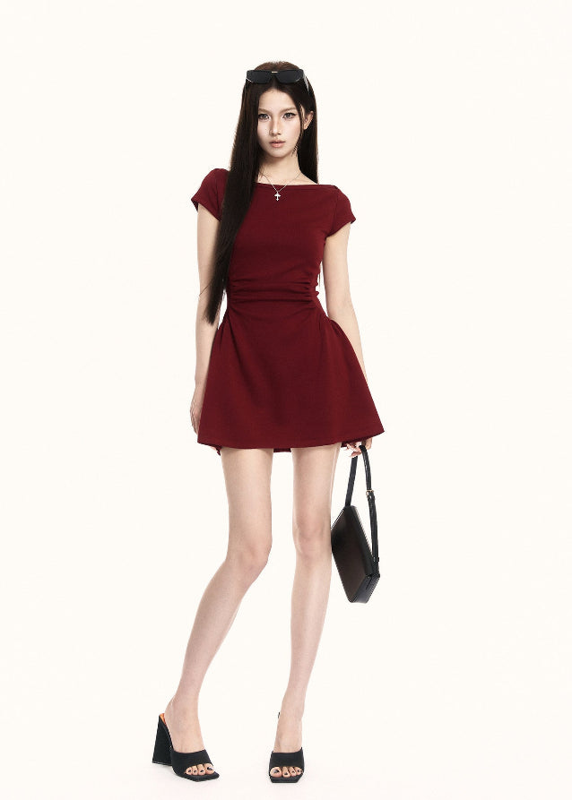 boat neck dress women, mini dress women, a line dress women, korean fashion dress, slim fit dress women, elegant mini dress, structured dress women, summer outfit ideas, work outfit women, chic minimal dress, short sleeve dress women, parisian style dress, casual elegant outfit, everyday dress women, flattering waist dress, modern feminine outfit, clean silhouette dress, office casual dress, simple elegant dress, refined mini dress