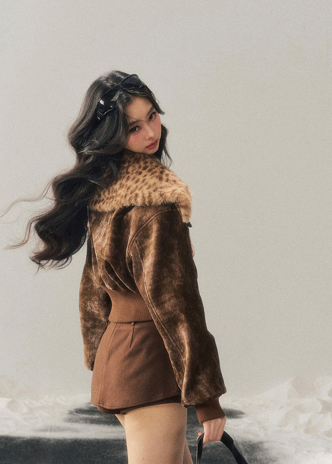 AOMALM jacket, leopard cropped jacket, Maillard jacket women, faux fur winter jacket, Korean style jacket, cropped winter jacket women, plush fur jacket, leopard print jacket women, winter streetwear jacket, feminine cropped jacket, warm winter top women, Korean fashion winter, trendy cropped jacket, soft girl winter jacket, autumn winter outerwear women, stylish winter jacket, Korean aesthetic coat