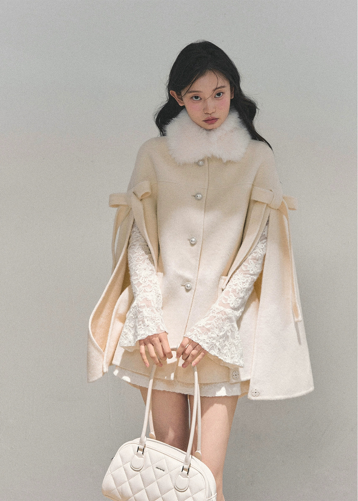 lace mini dress, French style dress, winter lace dress, corset ribbon dress, A-line puffy dress, royal sister style, elegant white dress, holiday party dress, winter date outfit, lace-up V-neck dress, Korean feminine dress, AOMALM dress, long sleeve lace dress, cute winter mini dress, luxury lace fashion, feminine winter outfit, trendy Korean dress, lace flare sleeve dress, puff hem dress, aesthetic white dress