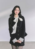 lace tie dress set, two piece suit dress women, French elegant outfit, bow tie mini dress, lace cuff blazer dress, Korean fashion set, rich girl outfit, classy black dress set, fall fashion women, luxury two piece set, chic blazer dress, mini skirt suit set, feminine lace trim outfit, Korean American style, elegant autumn outfit, designer inspired dress set, boutique fashion dress, 2025 women's fall outfits
