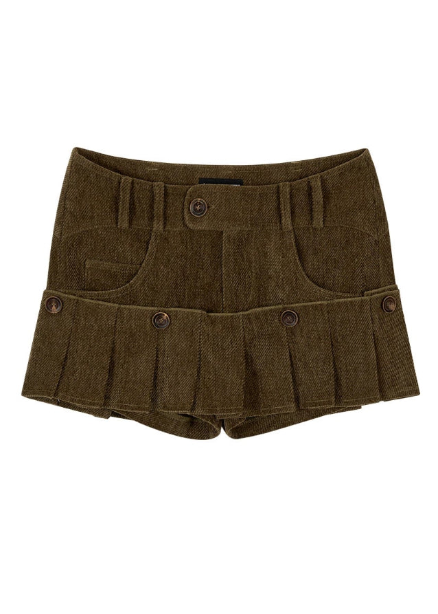 VIAPITTI detachable skirt, two-in-one mini shorts, edgy Korean fashion, luxury streetwear women, autumn winter outfit, street couture skirt, retro utility bottoms, minimalist street fashion, modern K-fashion 2025, dual layer mini skirt, urban feminine outfit, detachable streetwear, edgy chic Korean style
