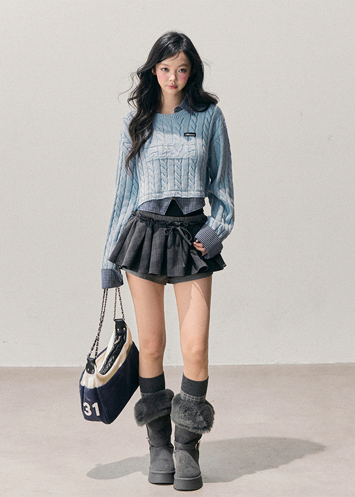 AOMALM knit top, Korean style sweater, faux layered knit, polo collar sweater, plaid collar top, women winter knitwear, soft feminine sweater, preppy Korean top, fall winter sweater women, slim knit top, casual Korean fashion, layered look sweater, aesthetic knit top, women long sleeve knit, Korean preppy style, everyday knitwear, soft wool touch sweater