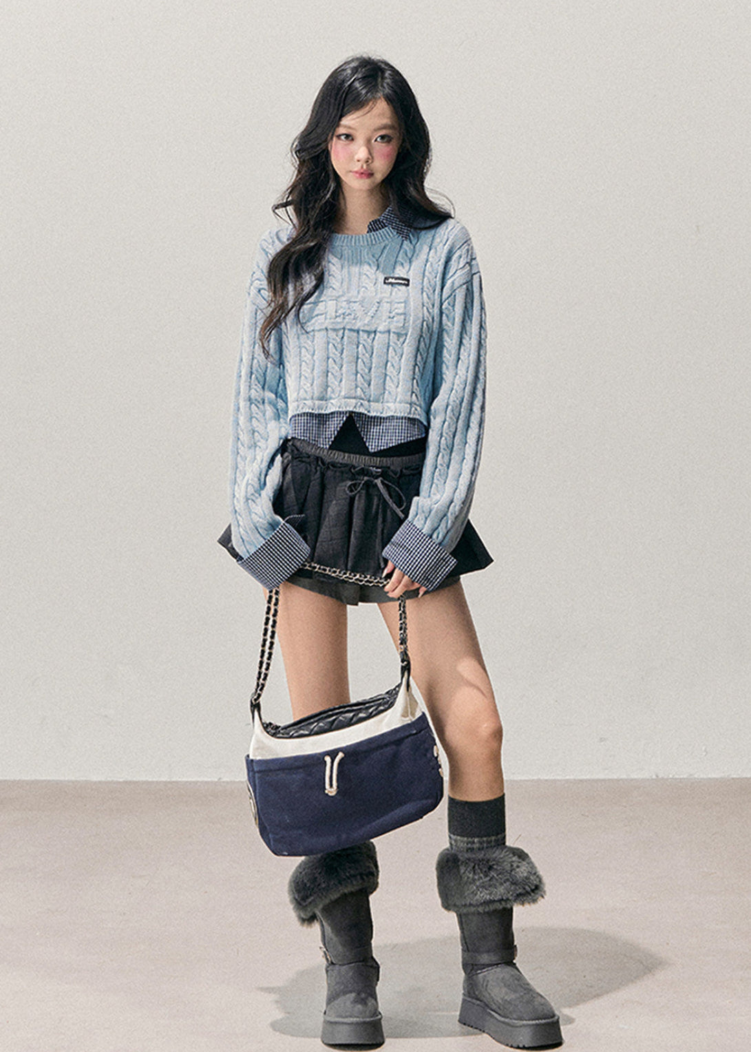 AOMALM knit top, Korean style sweater, faux layered knit, polo collar sweater, plaid collar top, women winter knitwear, soft feminine sweater, preppy Korean top, fall winter sweater women, slim knit top, casual Korean fashion, layered look sweater, aesthetic knit top, women long sleeve knit, Korean preppy style, everyday knitwear, soft wool touch sweater