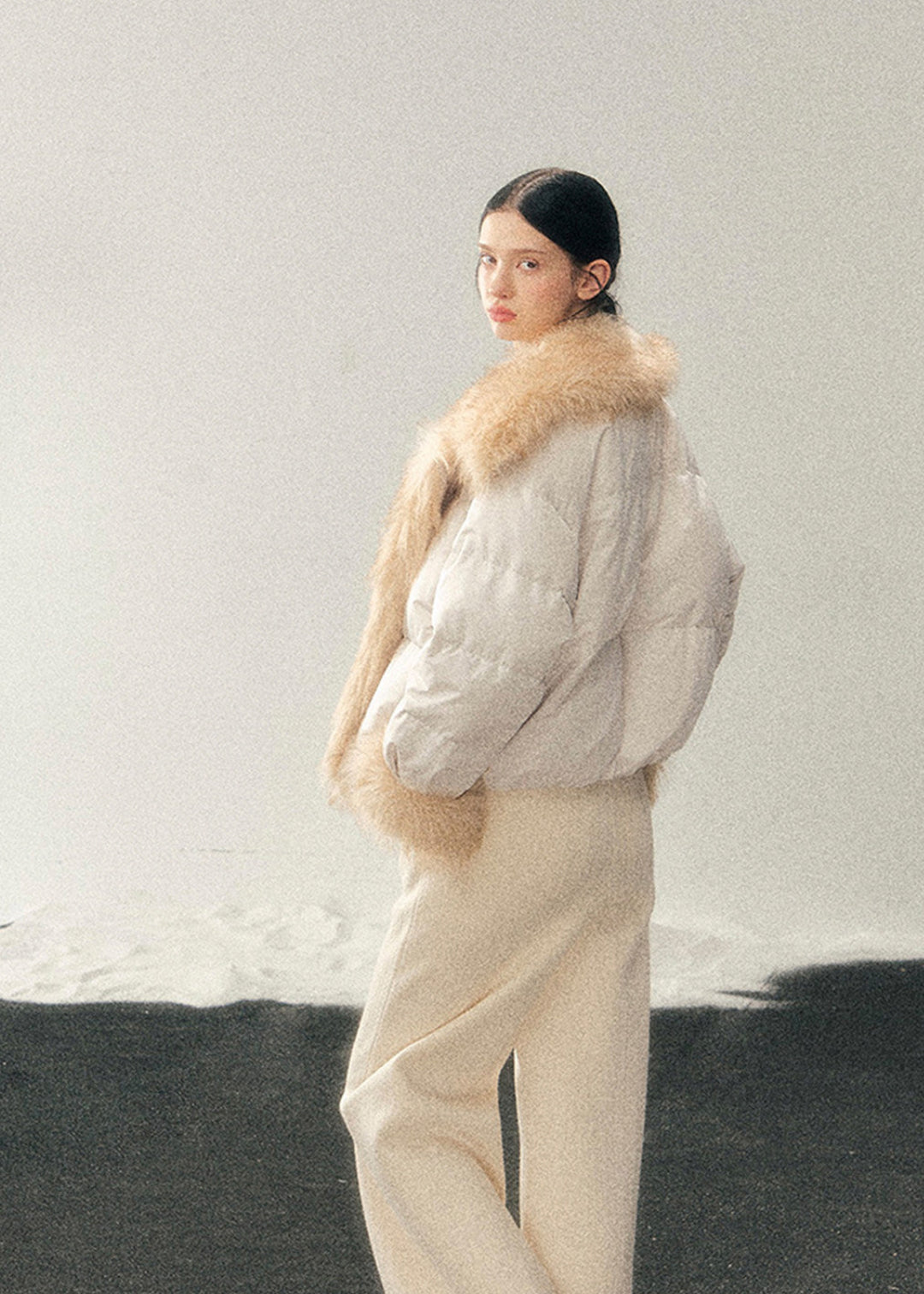 white duck down jacket, fur collar down jacket, women winter down coat, korean style down jacket, feminine winter jacket, short down jacket women, warm winter coat women, plush fur collar jacket, luxury winter outerwear women, soft aesthetic winter coat, padded winter jacket women, aomalm winter jacket, cozy down jacket women, elegant winter coat, fashion down jacket