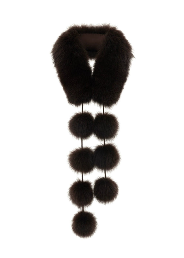 4muggle, fox fur scarf, real fur pom scarf, winter warm neck wrap, luxurious fur stole, fluffy pom pom scarf, Korean fashion winter accessories, stylish winter scarf, elegant fur collar, autumn winter outfit, warm cozy accessory, chic women’s scarf, winter luxury style, fox fur puffs, 2025 winter fashion trend