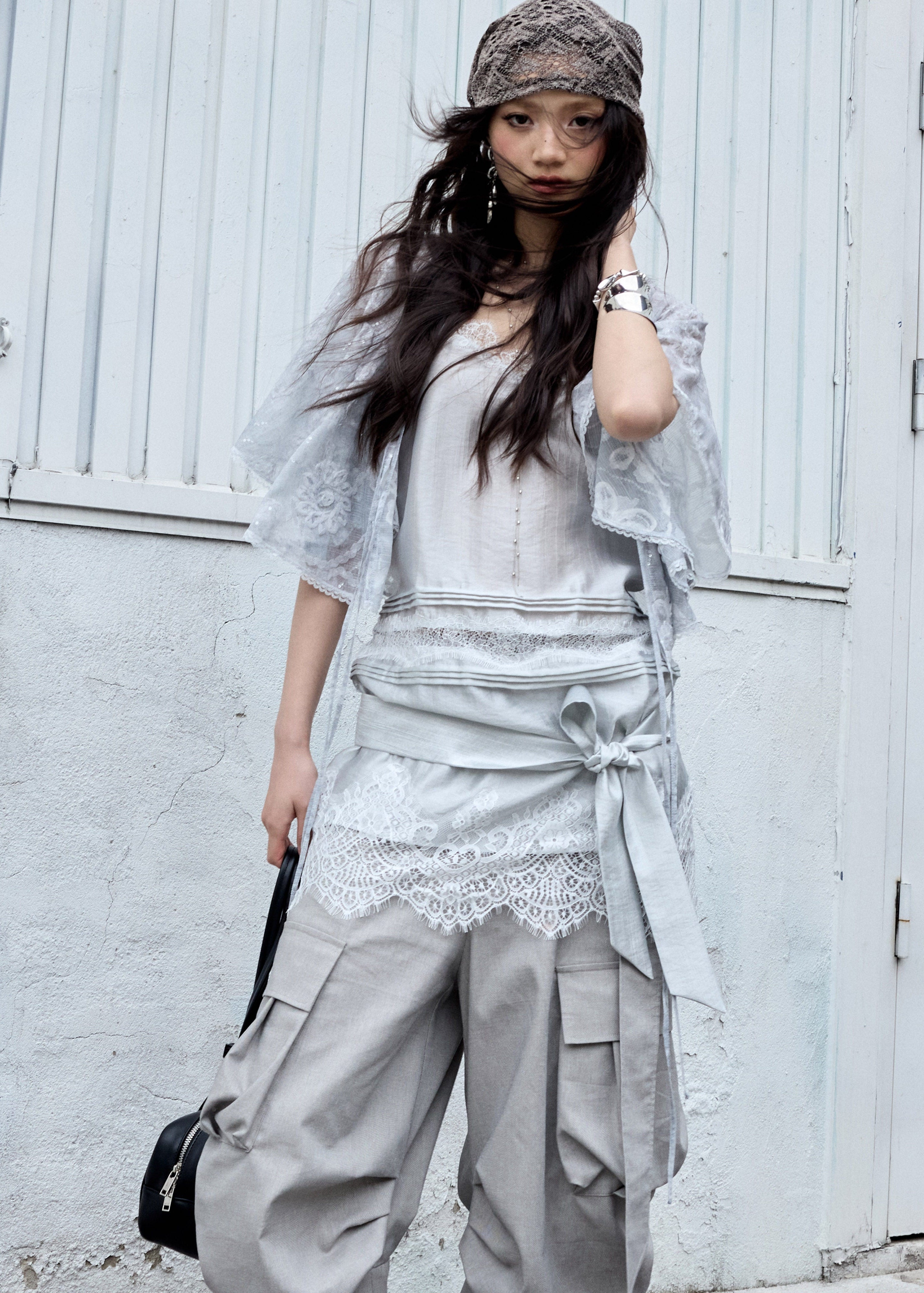 jnylon top, embroidered cape blouse, sequin sheer top, korean fashion blouse, romantic summer top, cape style blouse, lightweight cover blouse, vintage romantic top, feminine overlay shirt, airy embroidered top