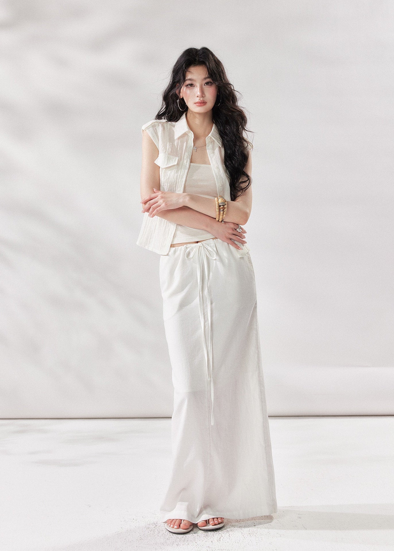 white linen skirt, high waist maxi skirt, drawstring skirt women, korean fashion skirt, long straight skirt, minimalist summer skirt, relaxed summer outfit, white maxi skirt women, linen blend skirt, vacation skirt outfit, casual elegant skirt, soft drape skirt