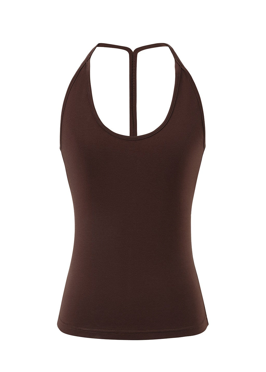 Pale yellow wooden-button cover-up with a brown camisole