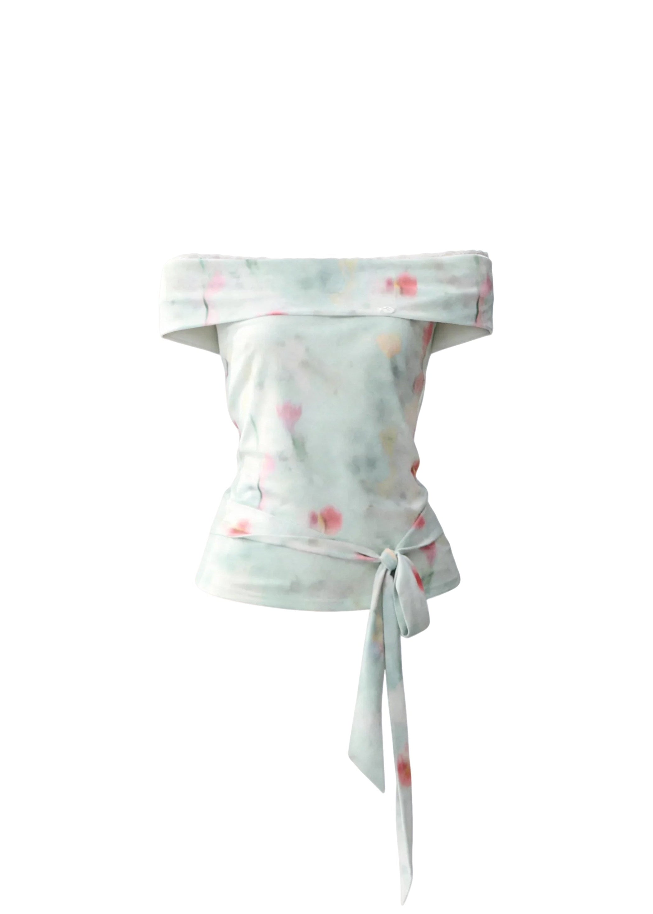 fragileheart top, floral off shoulder top, korean feminine top, mint floral top, slimming summer top, off shoulder t-shirt, romantic floral top, soft girl top, feminine korean fashion, summer date top, draped shoulder top, floral mesh top