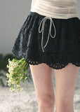 aomalm skirt, openwork mini skirt, floral lace skirt, french style mini skirt, feminine korean skirt, cotton summer skirt, puff mini skirt, embroidered mini skirt, romantic summer skirt, scalloped hem skirt, cute korean outfit, flower cutwork skirt